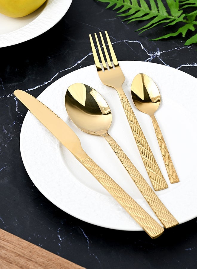 Ollieroo 24 Pieces Durable and Stylish Cutlery Set  for Comfort and Stylish Table Settings Gold - Image 1